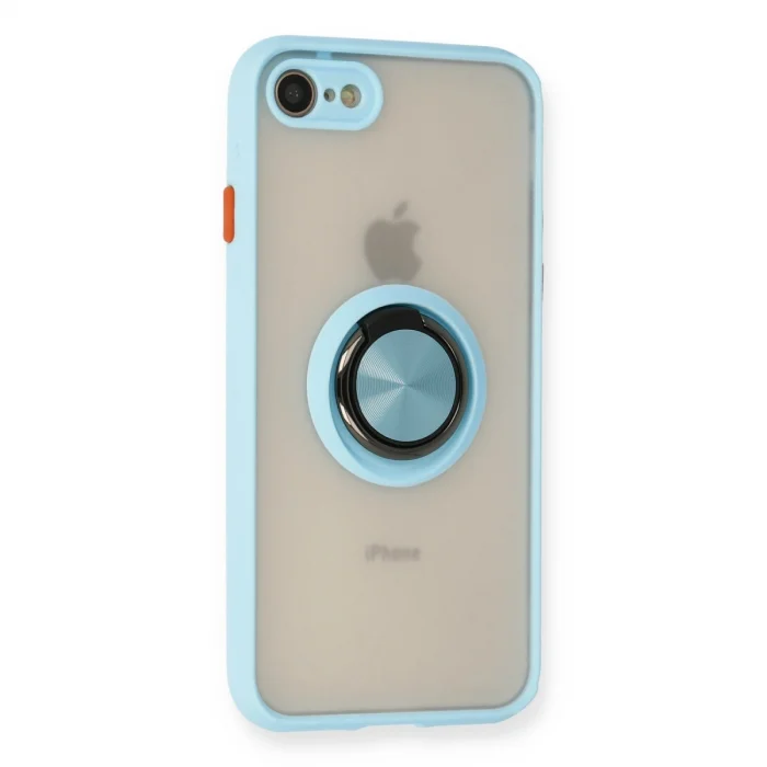 BUĞZ İphone 7 Kılıf Montreal Yüzüklü Silikon Kapak - Buz Mavi