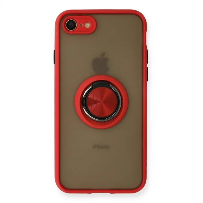 BUĞZ İphone 7 Kılıf Montreal Yüzüklü Silikon Kapak - Kırmızı
