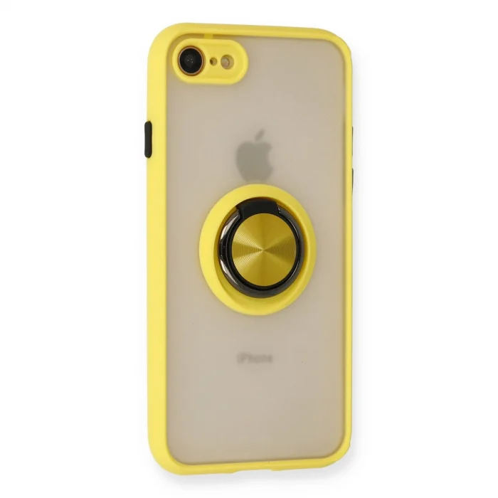 BUĞZ İphone 7 Kılıf Montreal Yüzüklü Silikon Kapak - Sarı