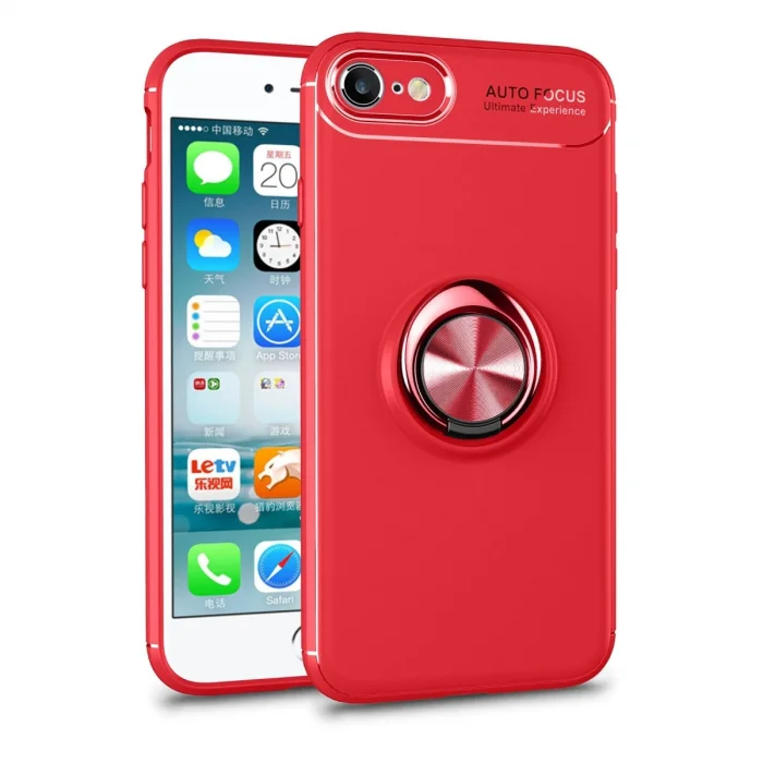 BUĞZ İphone 7 Kılıf Range Yüzüklü Silikon - Kırmızı