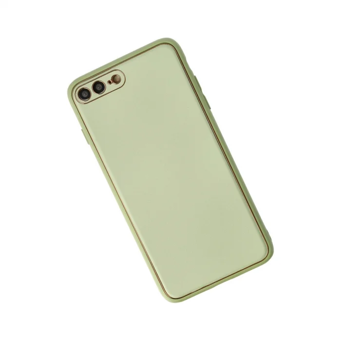 BUĞZ İphone 7 Plus Kılıf Coco Deri Silikon Kapak - Açık Yeşil