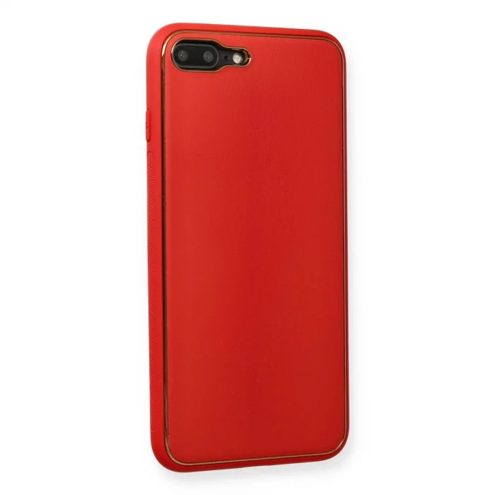 BUĞZ İphone 7 Plus Kılıf Coco Deri Silikon Kapak - Kırmızı