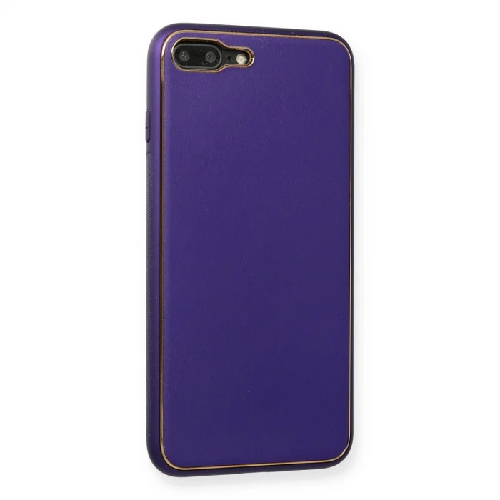 BUĞZ İphone 7 Plus Kılıf Coco Deri Silikon Kapak - Mor