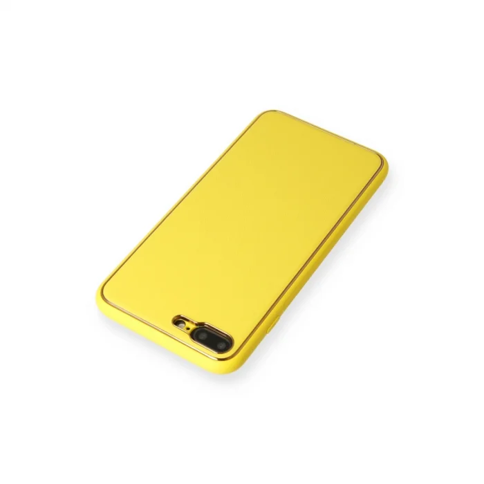 BUĞZ İphone 7 Plus Kılıf Coco Deri Silikon Kapak - Sarı