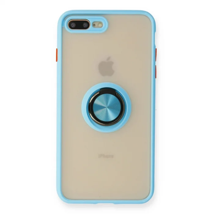 BUĞZ İphone 7 Plus Kılıf Montreal Yüzüklü Silikon Kapak - Buz Mavi