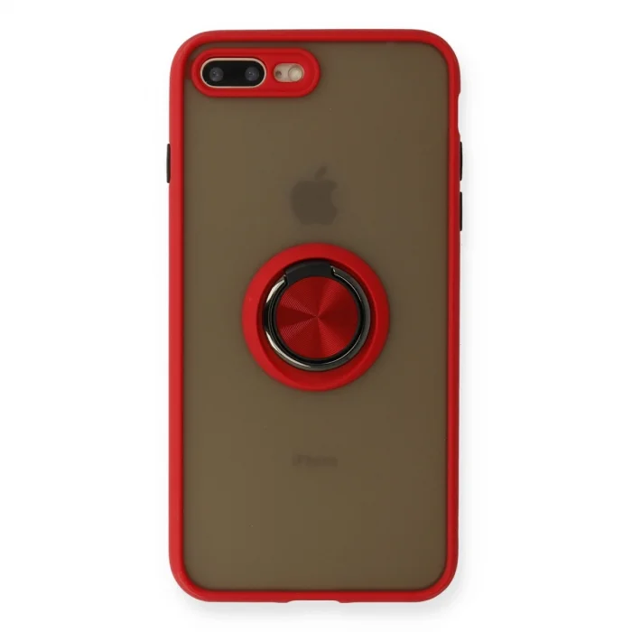 BUĞZ İphone 7 Plus Kılıf Montreal Yüzüklü Silikon Kapak - Kırmızı