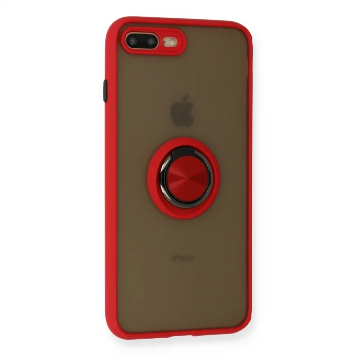 BUĞZ İphone 7 Plus Kılıf Montreal Yüzüklü Silikon Kapak - Kırmızı