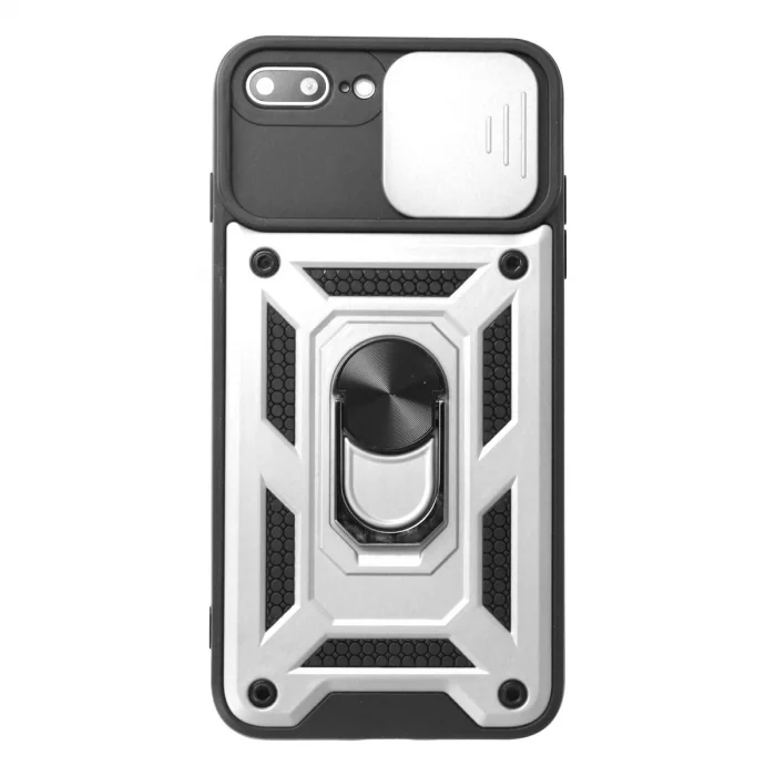 BUĞZ İphone 7 Plus Kılıf Pars Lens Yüzüklü Silikon - Gümüş