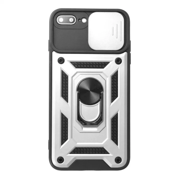 BUĞZ İphone 7 Plus Kılıf Pars Lens Yüzüklü Silikon - Gümüş