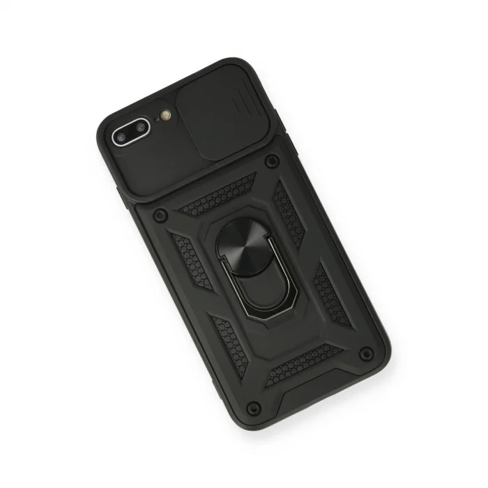 BUĞZ İphone 7 Plus Kılıf Pars Lens Yüzüklü Silikon - Siyah