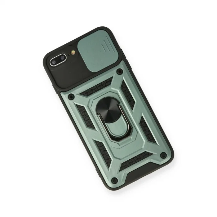 BUĞZ İphone 7 Plus Kılıf Pars Lens Yüzüklü Silikon - Yeşil