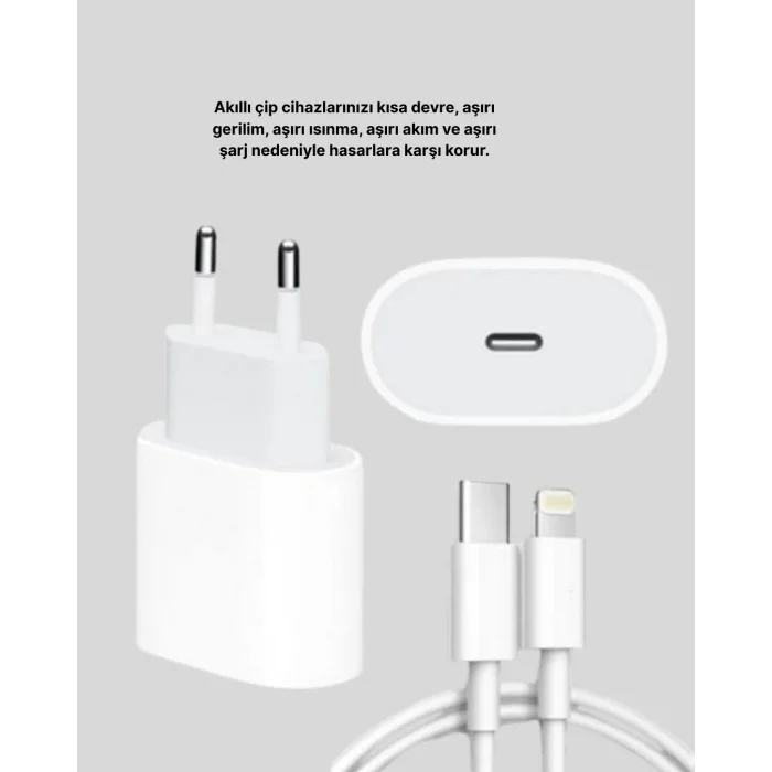 BUĞZ iPhone ve iPad Uyumlu 20W Güvenli USB-C Hızlı Şarj Adaptörü - Lisinya