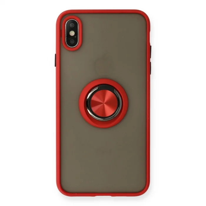 BUĞZ İphone X Kılıf Montreal Yüzüklü Silikon Kapak - Kırmızı