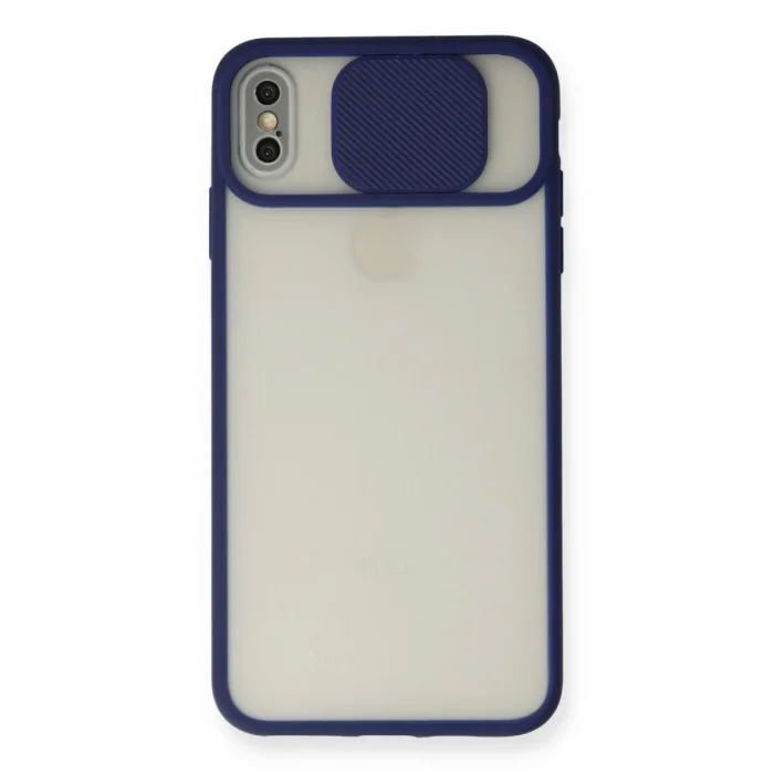 BUĞZ İphone X Kılıf Palm Buzlu Kamera Sürgülü Silikon - Lacivert