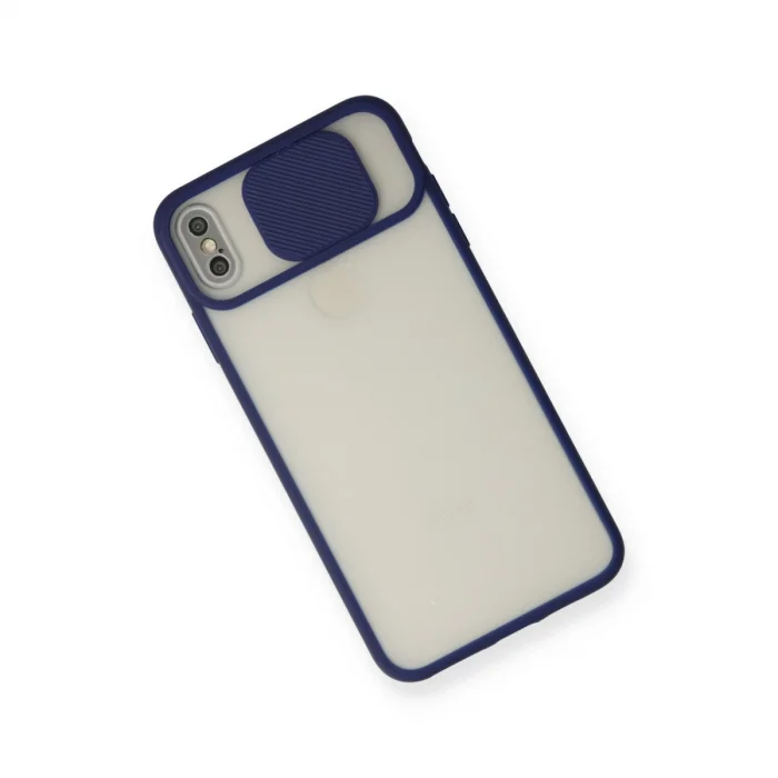 BUĞZ İphone X Kılıf Palm Buzlu Kamera Sürgülü Silikon - Lacivert