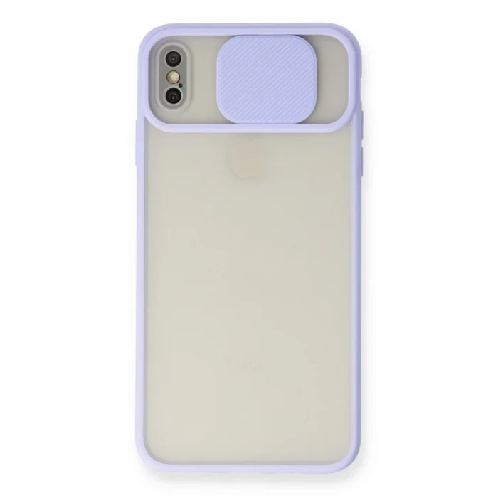 BUĞZ İphone X Kılıf Palm Buzlu Kamera Sürgülü Silikon - Lila