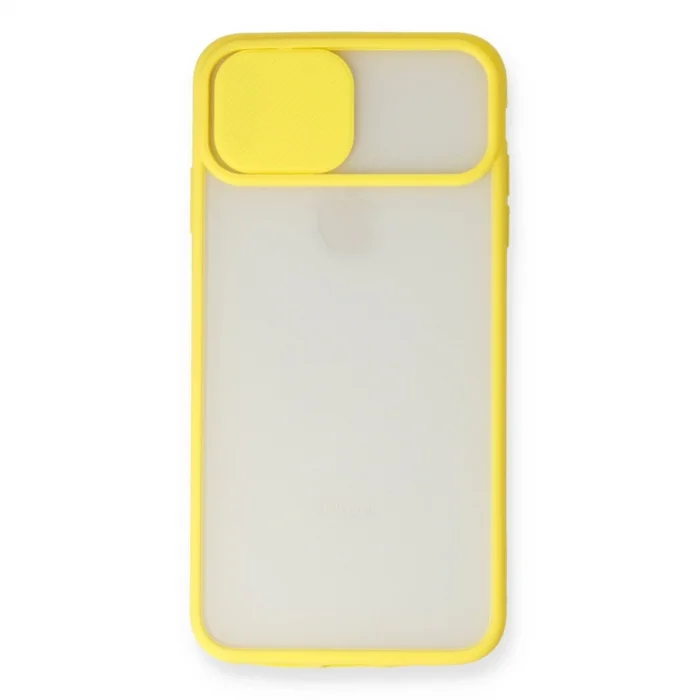 BUĞZ İphone X Kılıf Palm Buzlu Kamera Sürgülü Silikon - Sarı