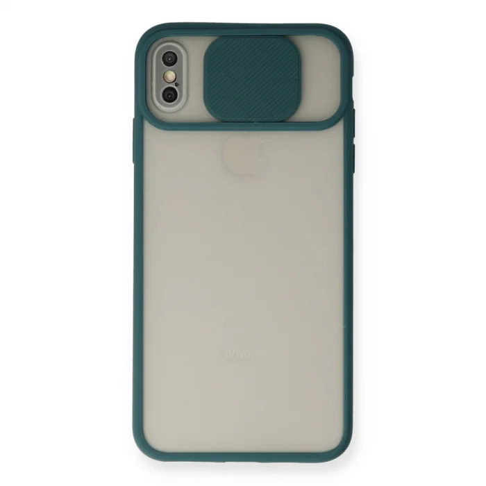 BUĞZ İphone X Kılıf Palm Buzlu Kamera Sürgülü Silikon - Yeşil