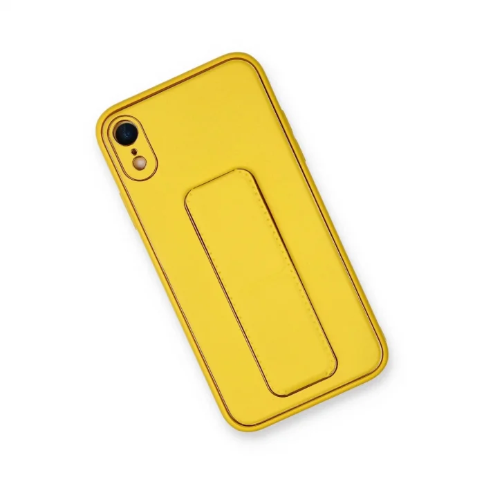 BUĞZ İphone Xr Kılıf Coco Deri Standlı Kapak - Sarı
