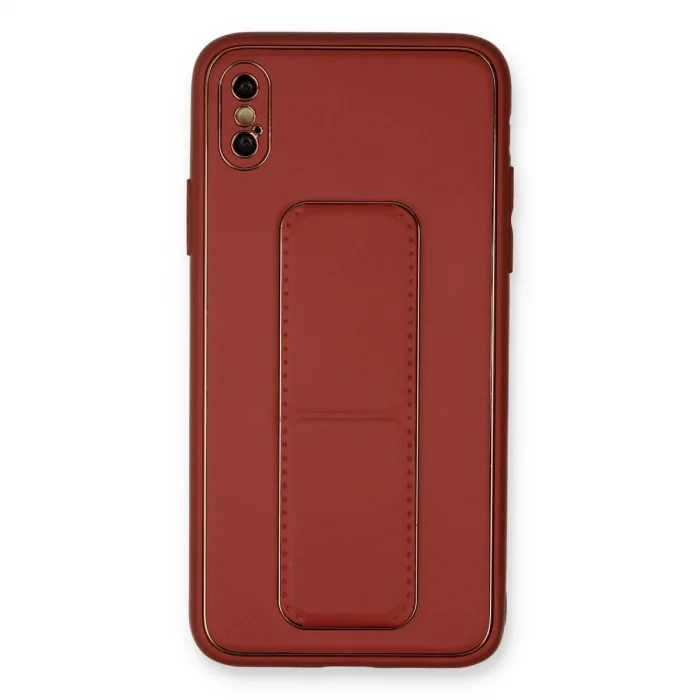 BUĞZ İphone Xs Max Kılıf Coco Deri Standlı Kapak - Fuşya