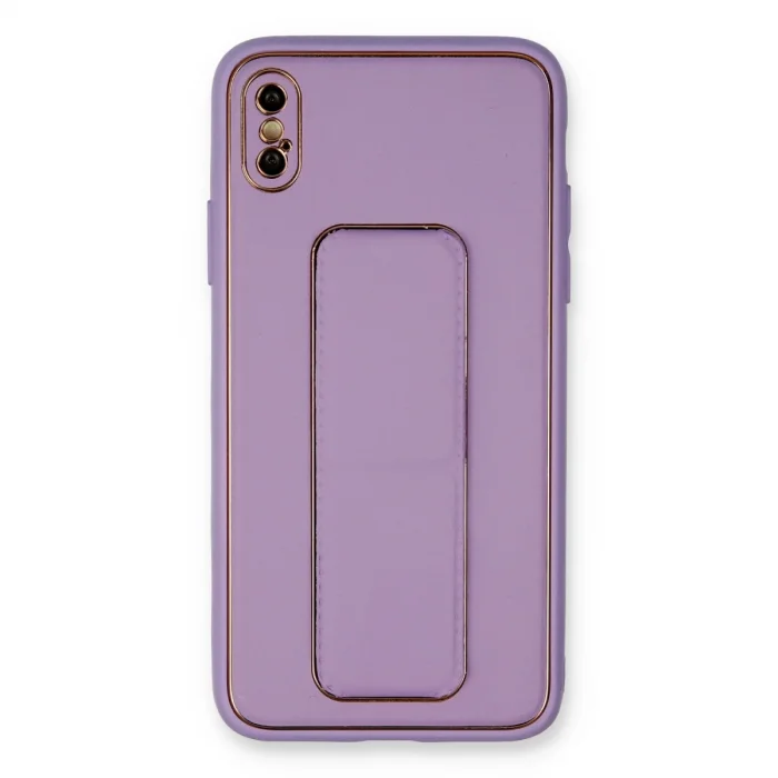 BUĞZ İphone Xs Max Kılıf Coco Deri Standlı Kapak - Koyu Lila
