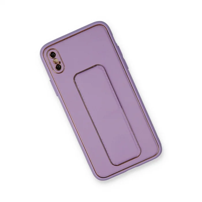 BUĞZ İphone Xs Max Kılıf Coco Deri Standlı Kapak - Koyu Lila