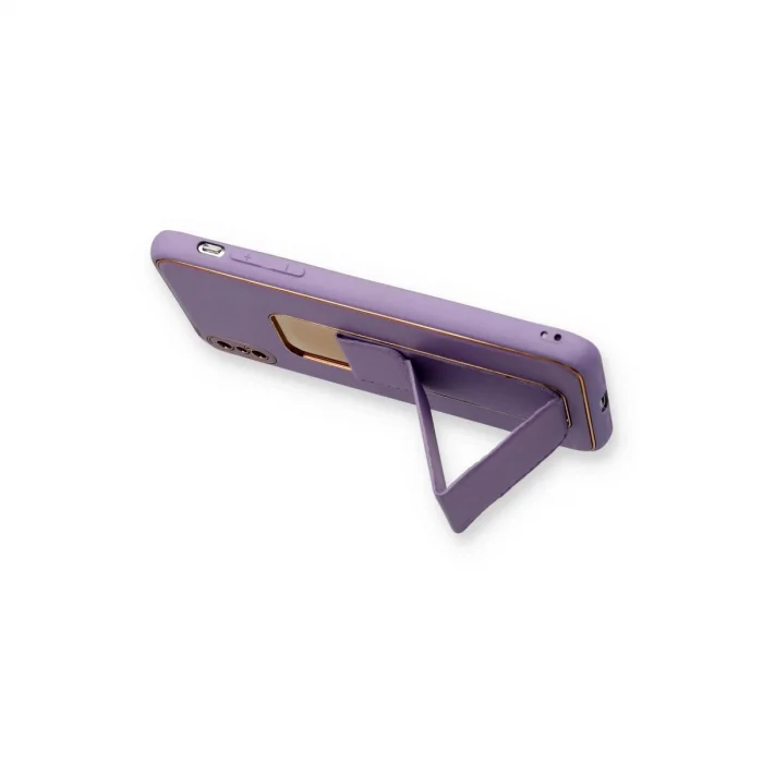 BUĞZ İphone Xs Max Kılıf Coco Deri Standlı Kapak - Koyu Lila