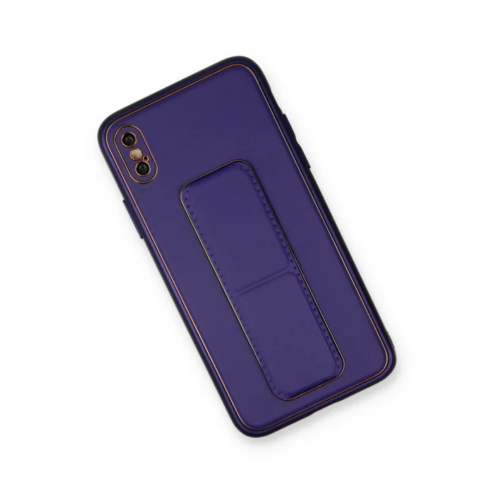 BUĞZ İphone Xs Max Kılıf Coco Deri Standlı Kapak - Mor