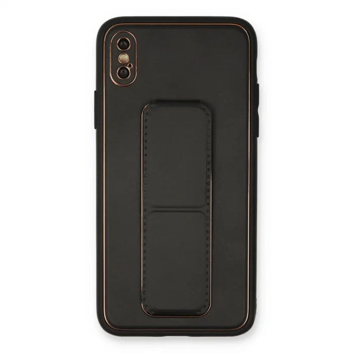 BUĞZ İphone Xs Max Kılıf Coco Deri Standlı Kapak - Siyah