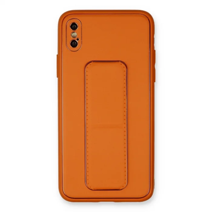 BUĞZ İphone Xs Max Kılıf Coco Deri Standlı Kapak - Turuncu