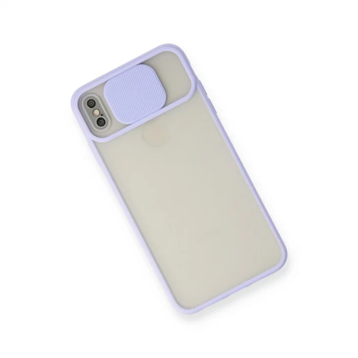 BUĞZ İphone Xs Max Kılıf Palm Buzlu Kamera Sürgülü Silikon - Lila