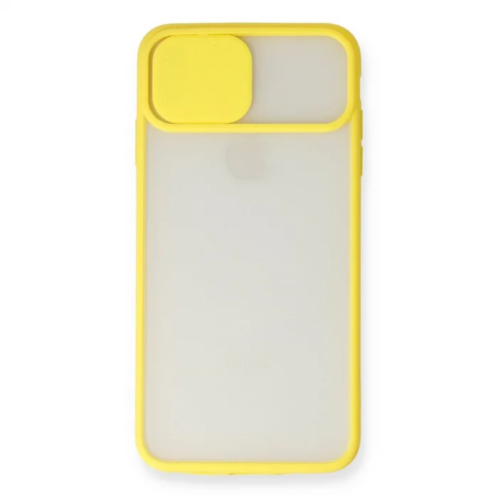 BUĞZ İphone Xs Max Kılıf Palm Buzlu Kamera Sürgülü Silikon - Sarı