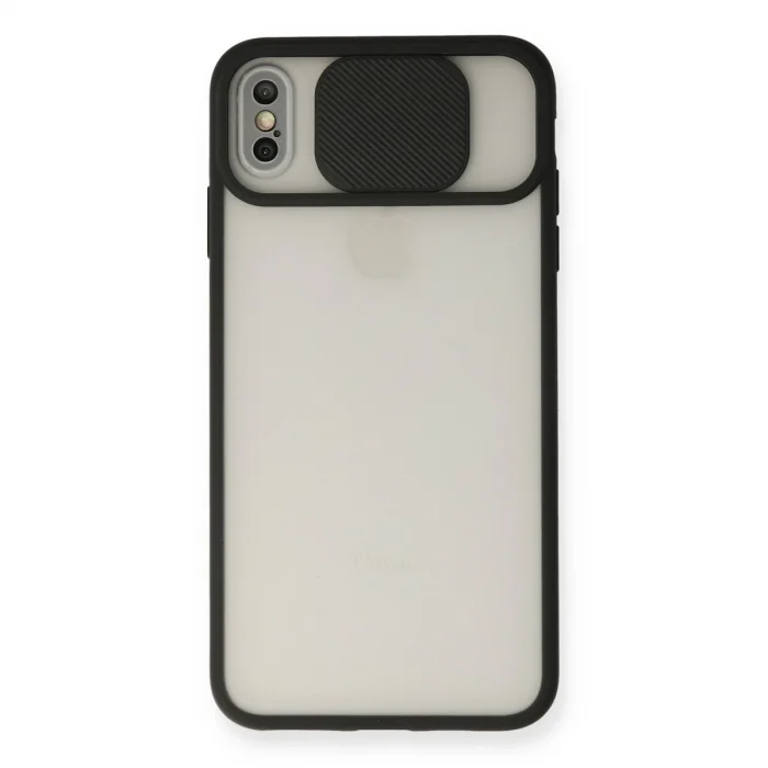 BUĞZ İphone Xs Max Kılıf Palm Buzlu Kamera Sürgülü Silikon - Siyah