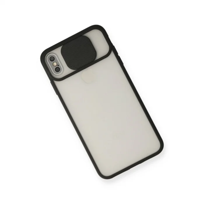 BUĞZ İphone Xs Max Kılıf Palm Buzlu Kamera Sürgülü Silikon - Siyah