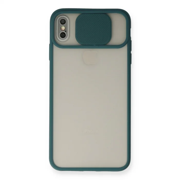 BUĞZ İphone Xs Max Kılıf Palm Buzlu Kamera Sürgülü Silikon - Yeşil