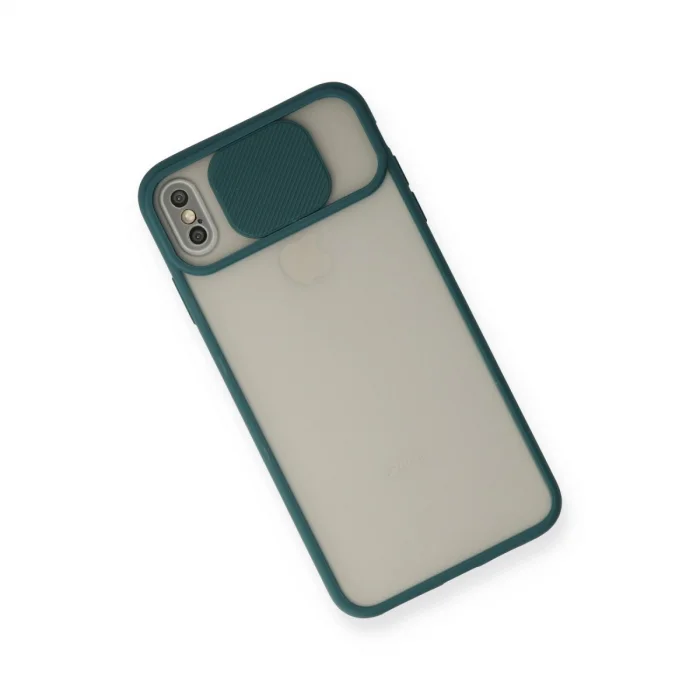 BUĞZ İphone Xs Max Kılıf Palm Buzlu Kamera Sürgülü Silikon - Yeşil