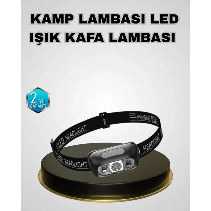 BUĞZ IPX5 Su Geçirmez Şarjlı LED Kafa Feneri | Hareket Sensörlü, Ayarlanabilir 60° Far