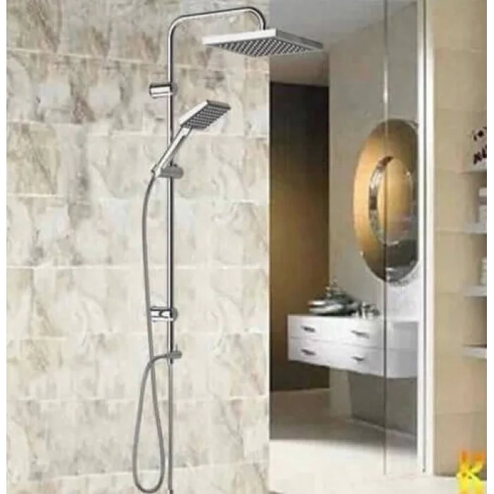 BUĞZ Krom Kaplama 5+1 Fonksiyon Robot Tepe Duş Seti - 2 Başlıklı Banyo Takımı BX-313428