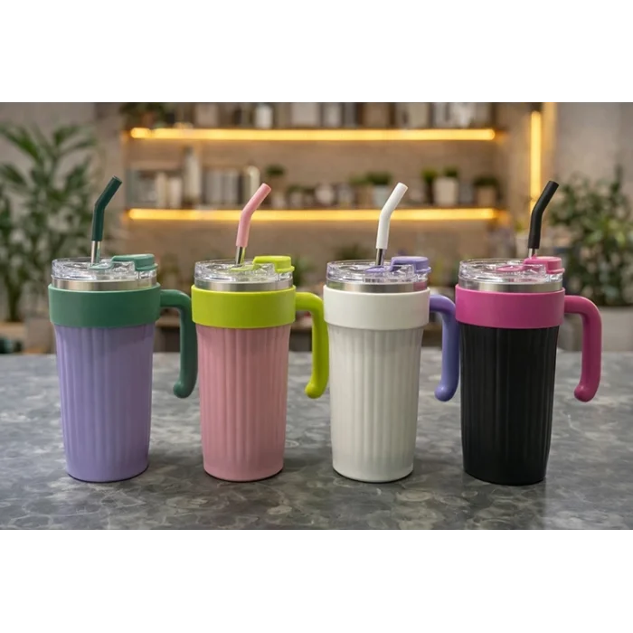 BUĞZ Isı Muhafazalı Kulplu Ve Pipetli Çelik Termos Kupa Bardak