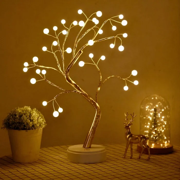 BUĞZ Işıklı Ağaç İnci Led Dekoratif Masa Üstü Led Işık