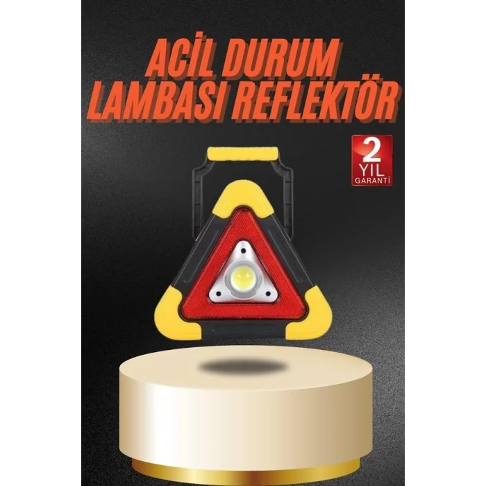 BUĞZ Işıklı İkaz Lambası Reflektör Şarjlı Işıklı Üçgen LED Acil Durum Feneri