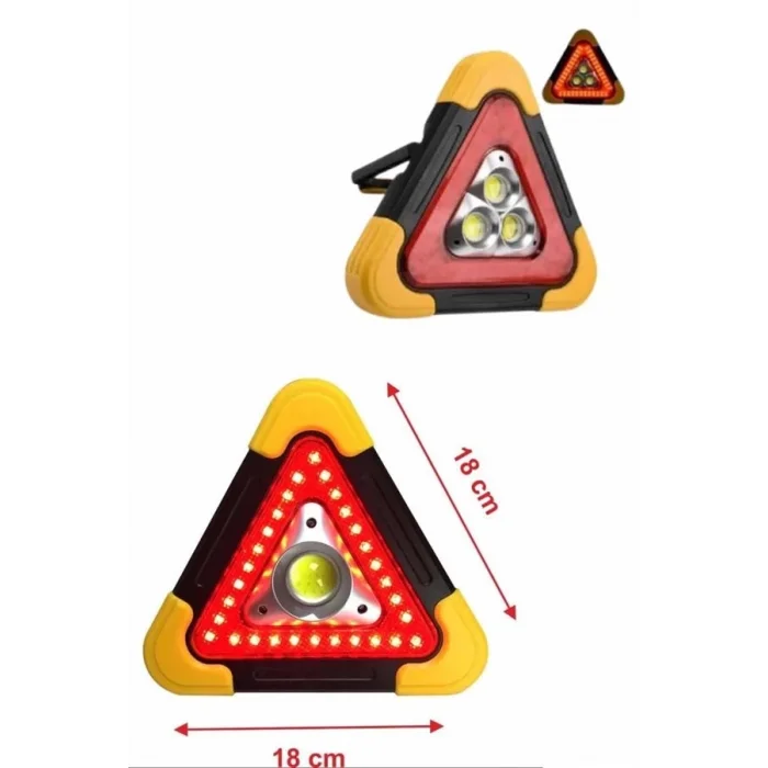 BUĞZ Işıklı İkaz Lambası Reflektör Şarjlı Işıklı Üçgen LED Acil Durum Feneri