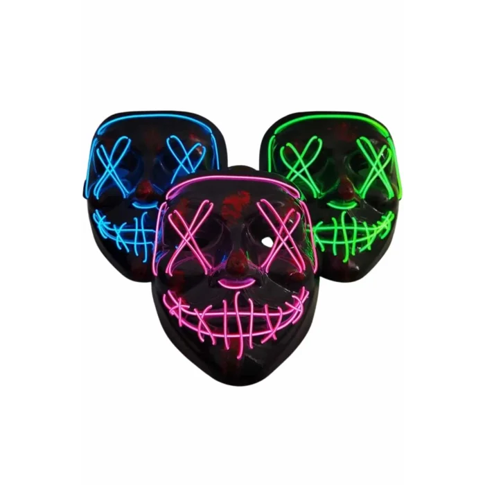  Işıklı Led Maske Parti Eğlence Maskesi Hallowen Neon Maske