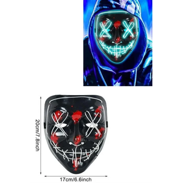 BUĞZ Işıklı Led Maske Parti Eğlence Maskesi Hallowen Neon Maske - Lisinya