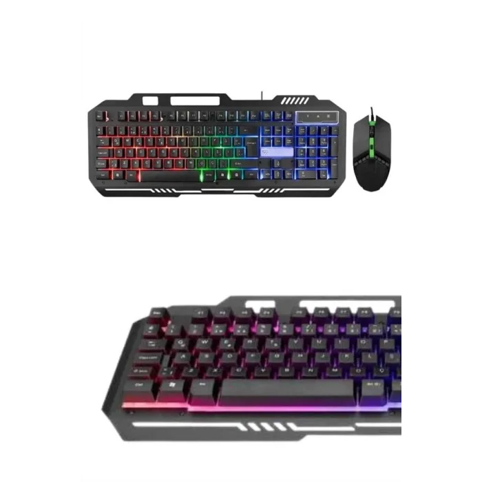 BUĞZ Işıklı Oyuncu Q Klavye Mouse Seti Siyah Gaming Oyuncu Klavye