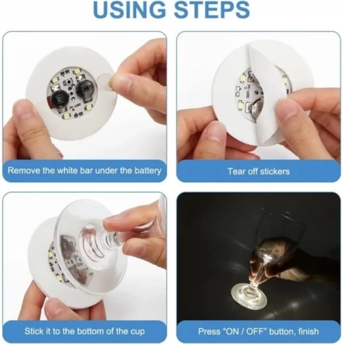 Işıklı Yapışkanlı Bardak Altı Aparatı Ledli 3 Modlu