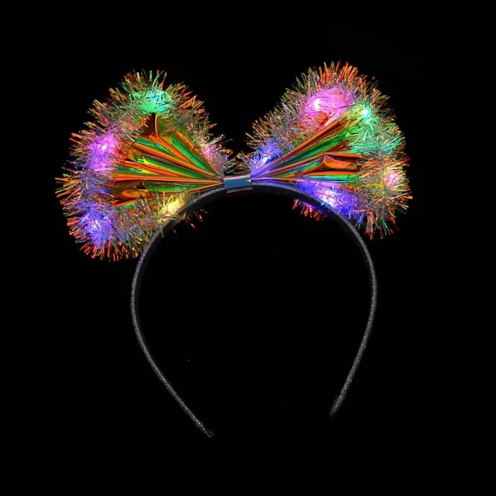 BUĞZ Işıltılı Fiber Fiyonk Gece Tacı Işıklı Ledli Eğlence Tacı 1 Adet 20x21 Cm