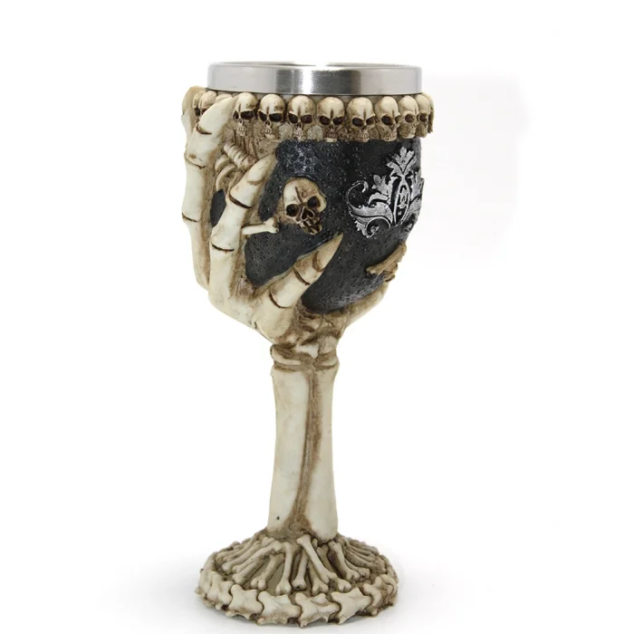 BUĞZ İskelet Eli Tutan 3D Kabartmalı Paslanmaz Çelik Kadeh Bardak