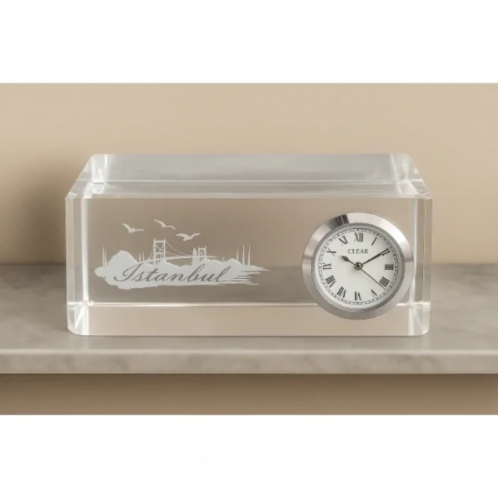 BUĞZ İstanbul Tasarımlı Kristal Saatli Biblo