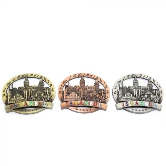  İstanbul Temalı Metal Magnet Yuvarlak Tasarım